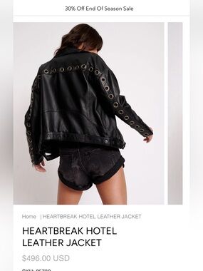 One Teaspoon Black Leather Jacket with Grommet Eyelets